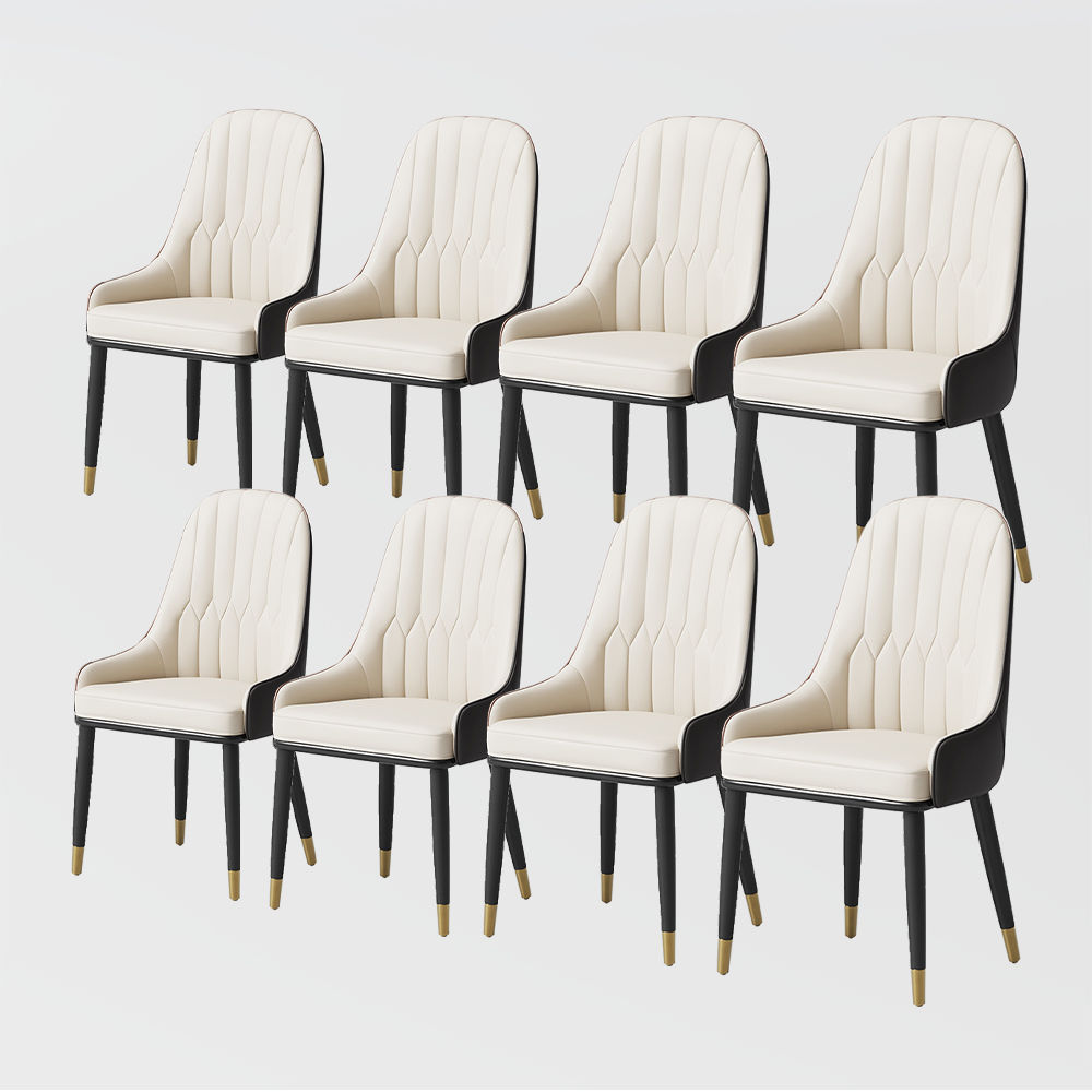 for 6 Brown & Beige PU Leather Dining Chairs
