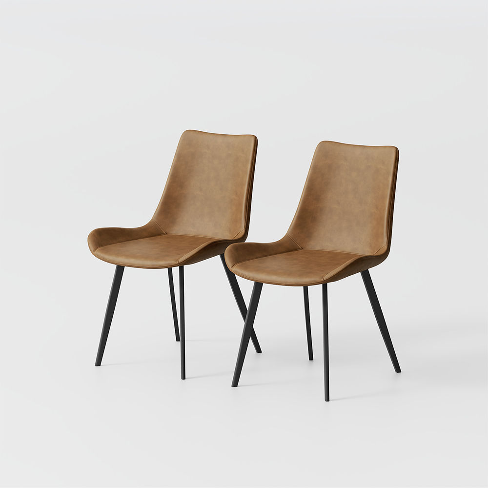for 6 Brown PU Leather Dining Chairs