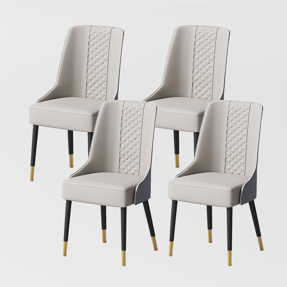 Color Matching Gray PU Leather Dining Chairs