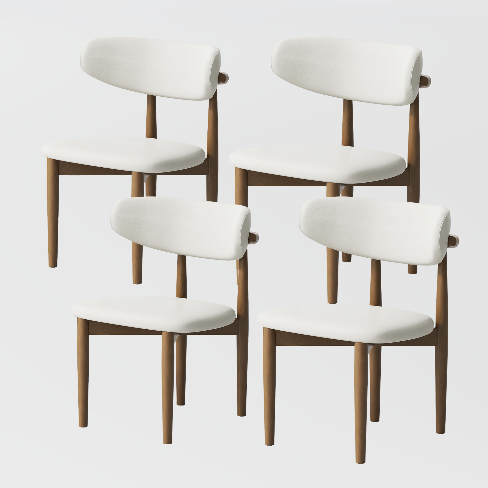 Mid Century Modern Walnut Color Ash Wood Dining Chairs
