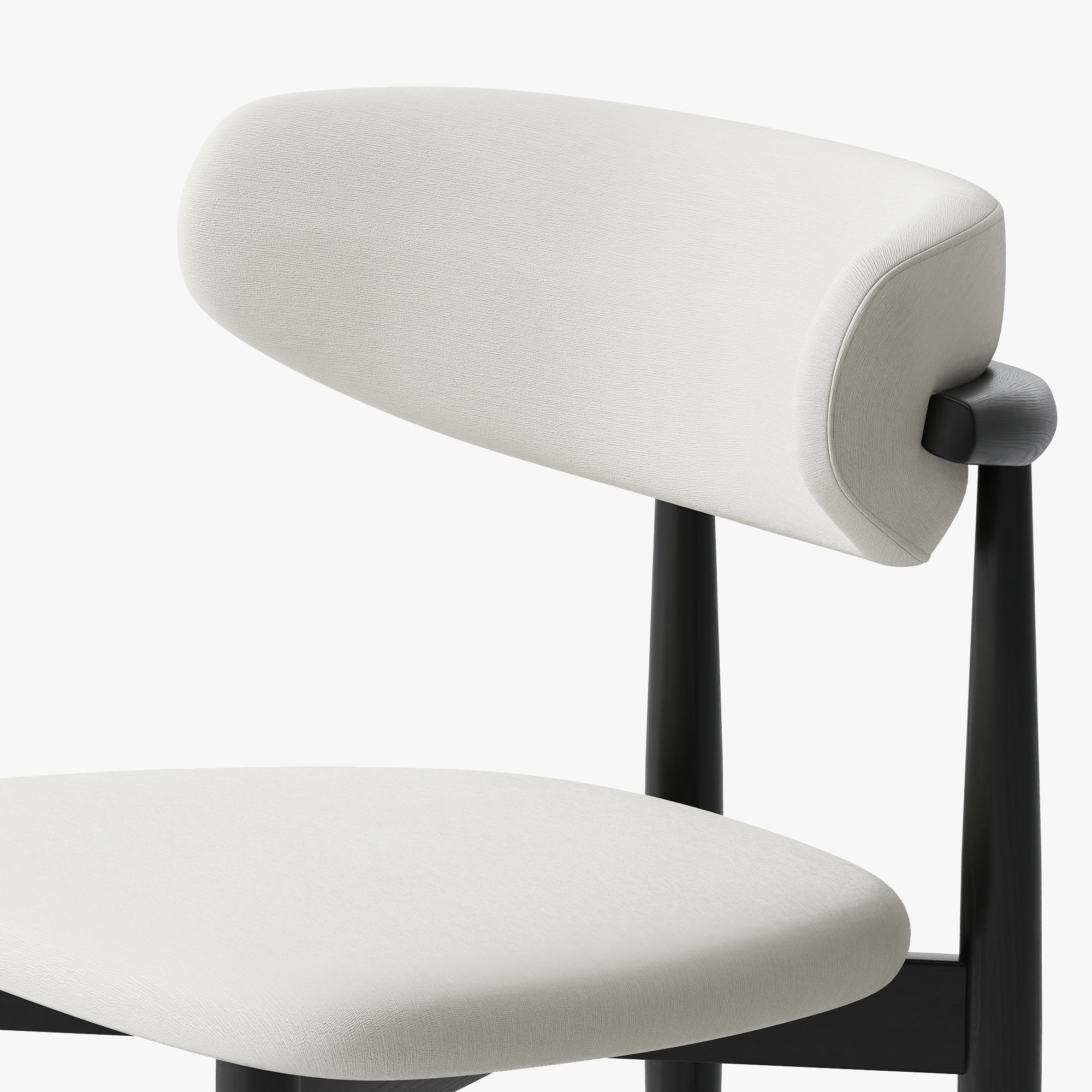Mid Century Modern Black Ash Wood Dining Chairs