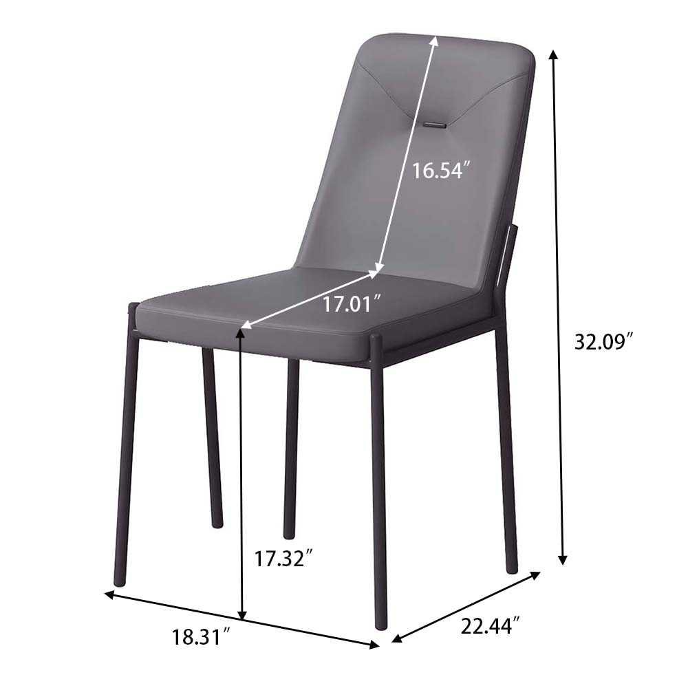 Partly Assemble Dark Gray PU Leather Dining Chairs
