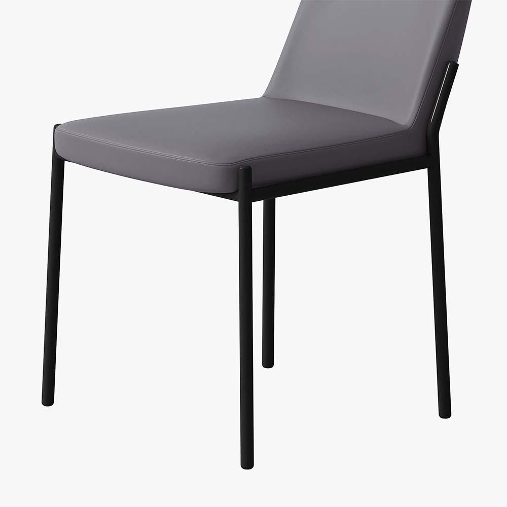 Partly Assemble Dark Gray PU Leather Dining Chairs