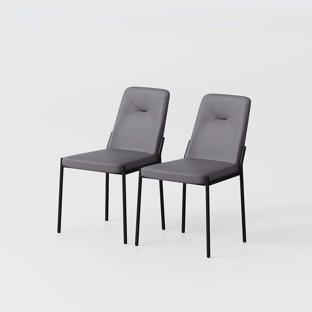 Modern Dark Gray PU Leather Dining Chairs