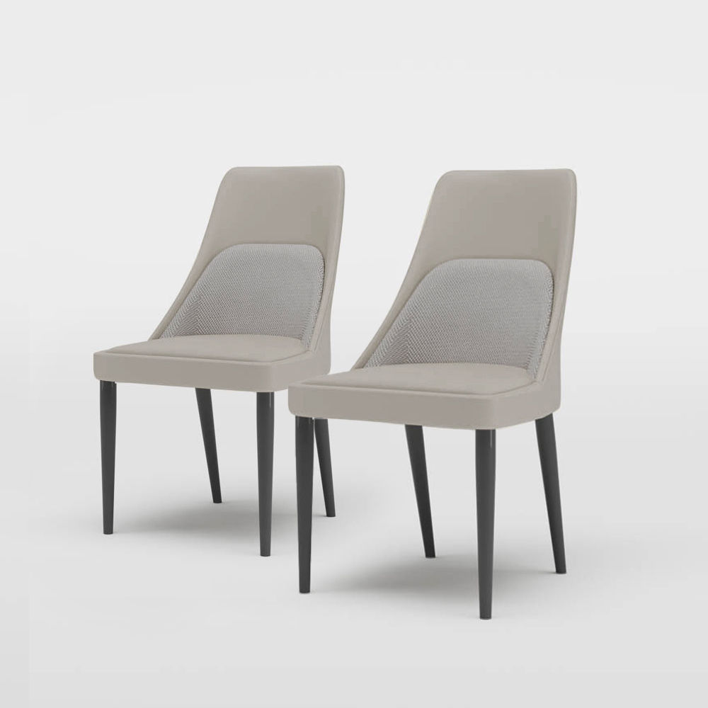 Two-piece Gray PU Dining Chairs