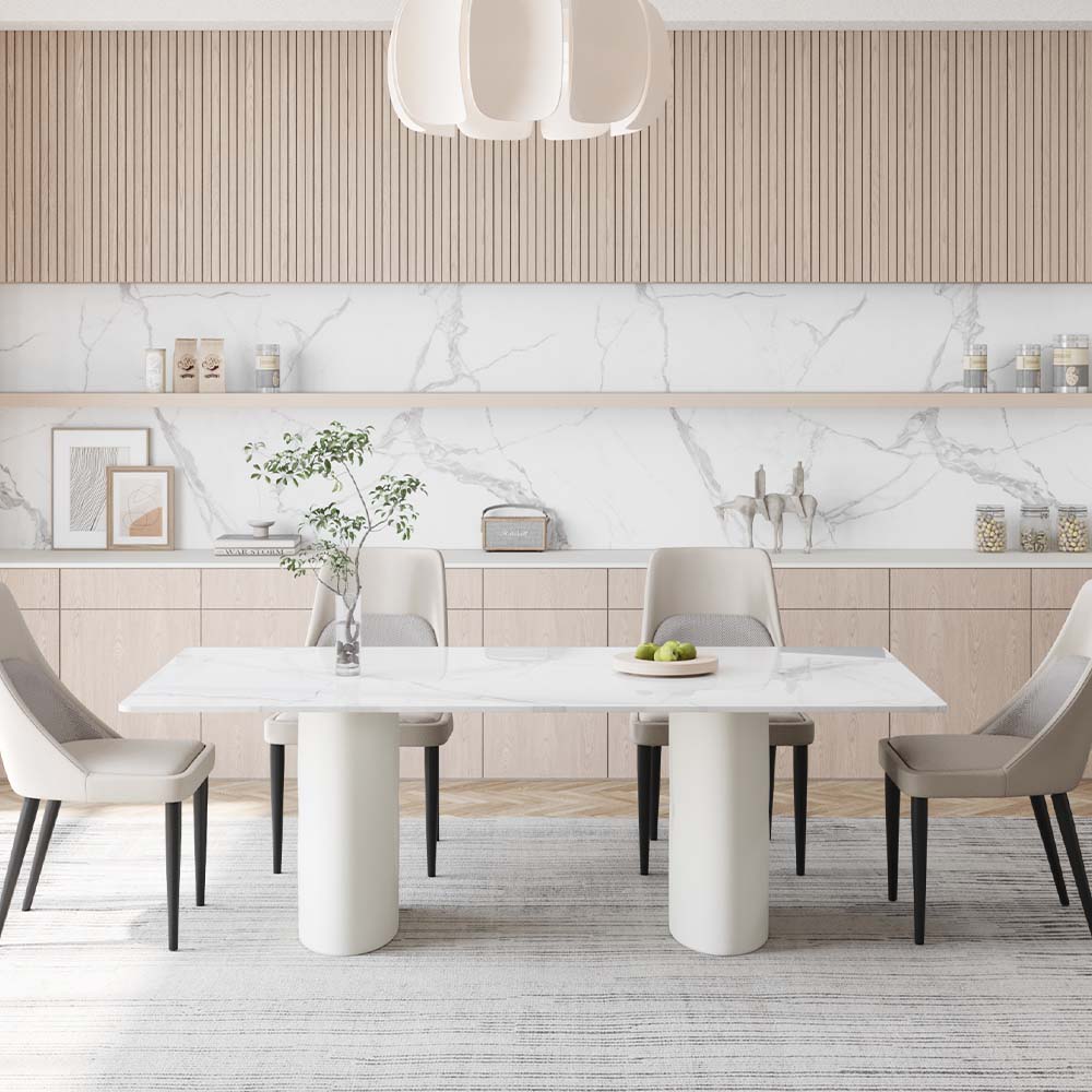 Pure Color Gray PU Dining Chairs