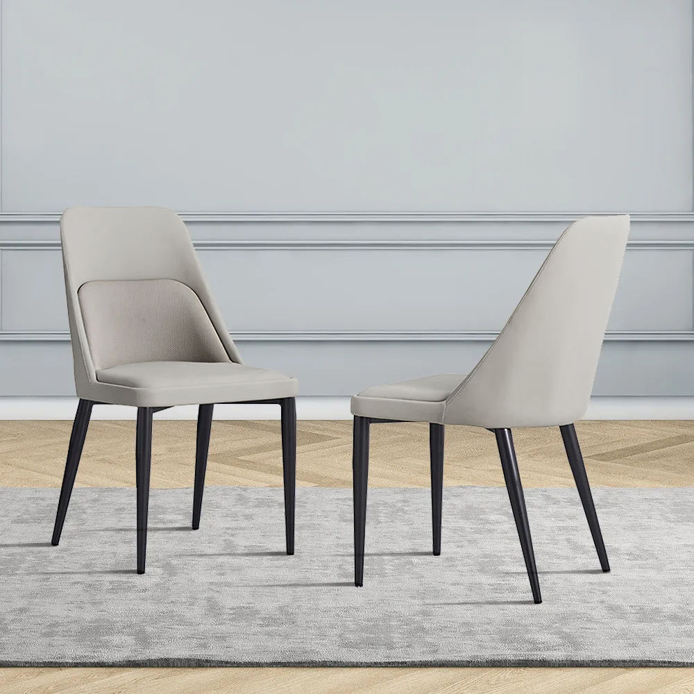 Pure Color Gray PU Dining Chairs