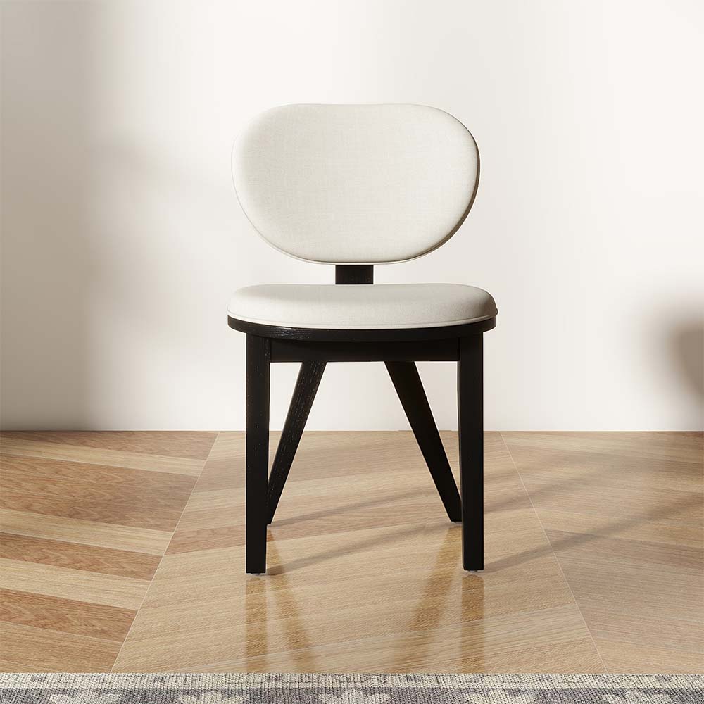 Fully Assemble White & Black Faux Lambwool Dining Chairs