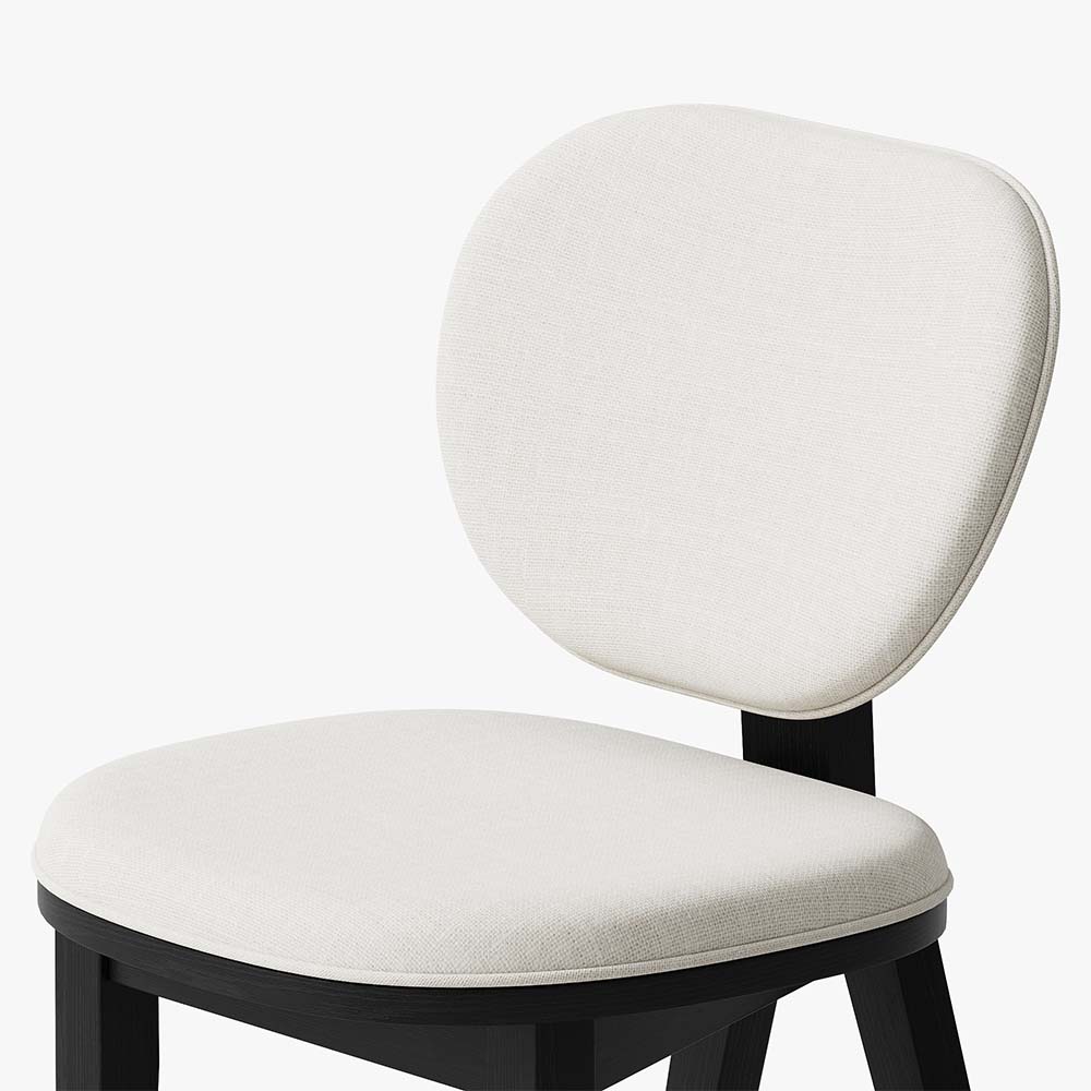 Mid Century Modern White & Black Faux Lambwool Dining Chairs