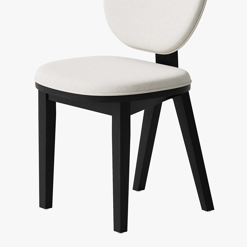 Mid Century Modern White & Black Faux Lambwool Dining Chairs