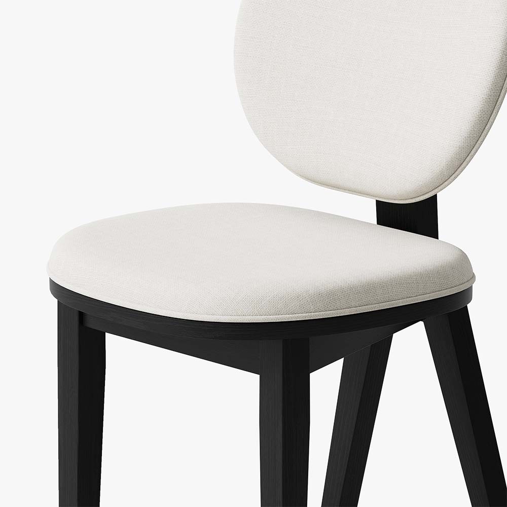 Fully Assemble White & Black Faux Lambwool Dining Chairs