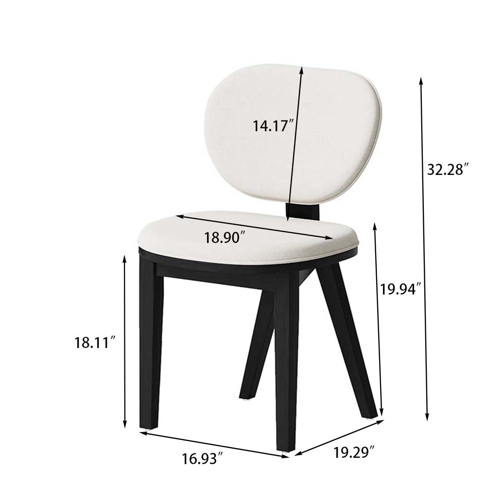 Solid Wood Leg White & Black Faux Lambwool Dining Chairs