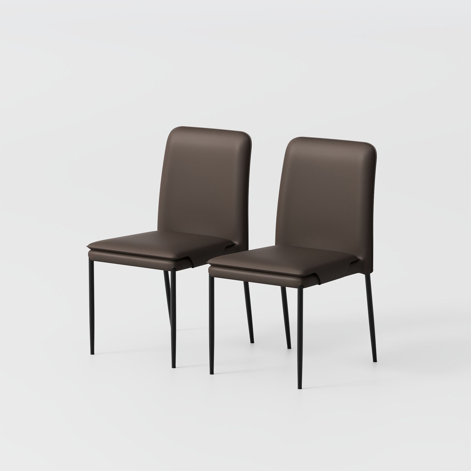 Fully Assemble Dark Brown PU Leather Dining Chairs