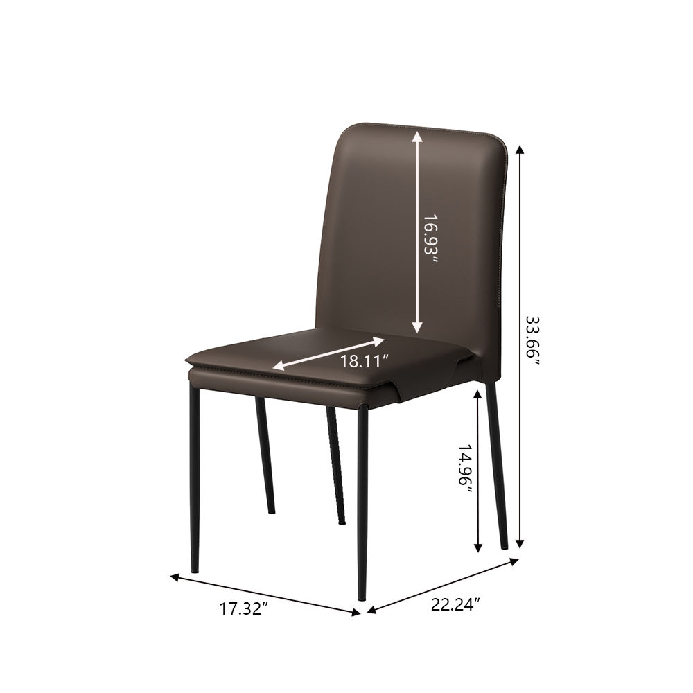 Modern Dark Brown PU Leather Dining Chairs