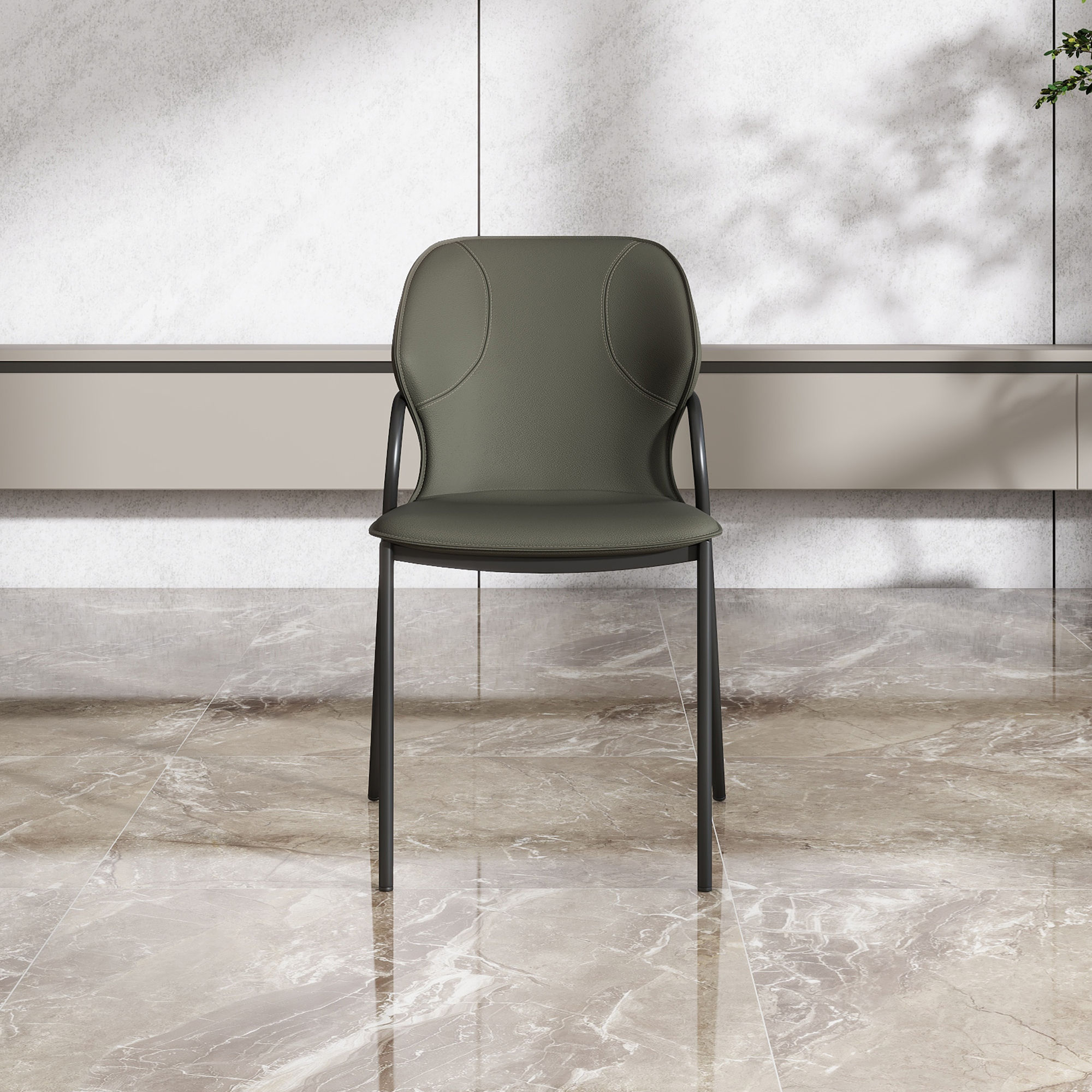 Fully Assemble Gray Green PU Leather Dining Chairs