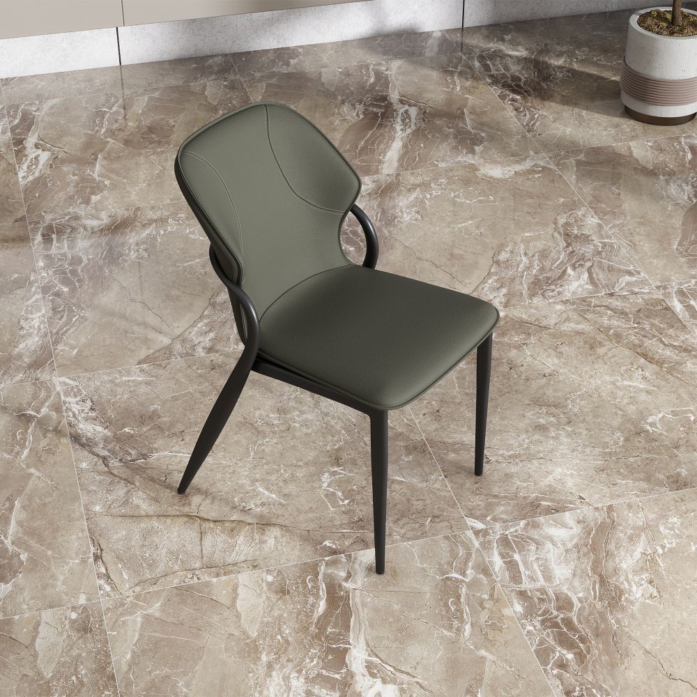 Leather Gray Green PU Leather Dining Chairs