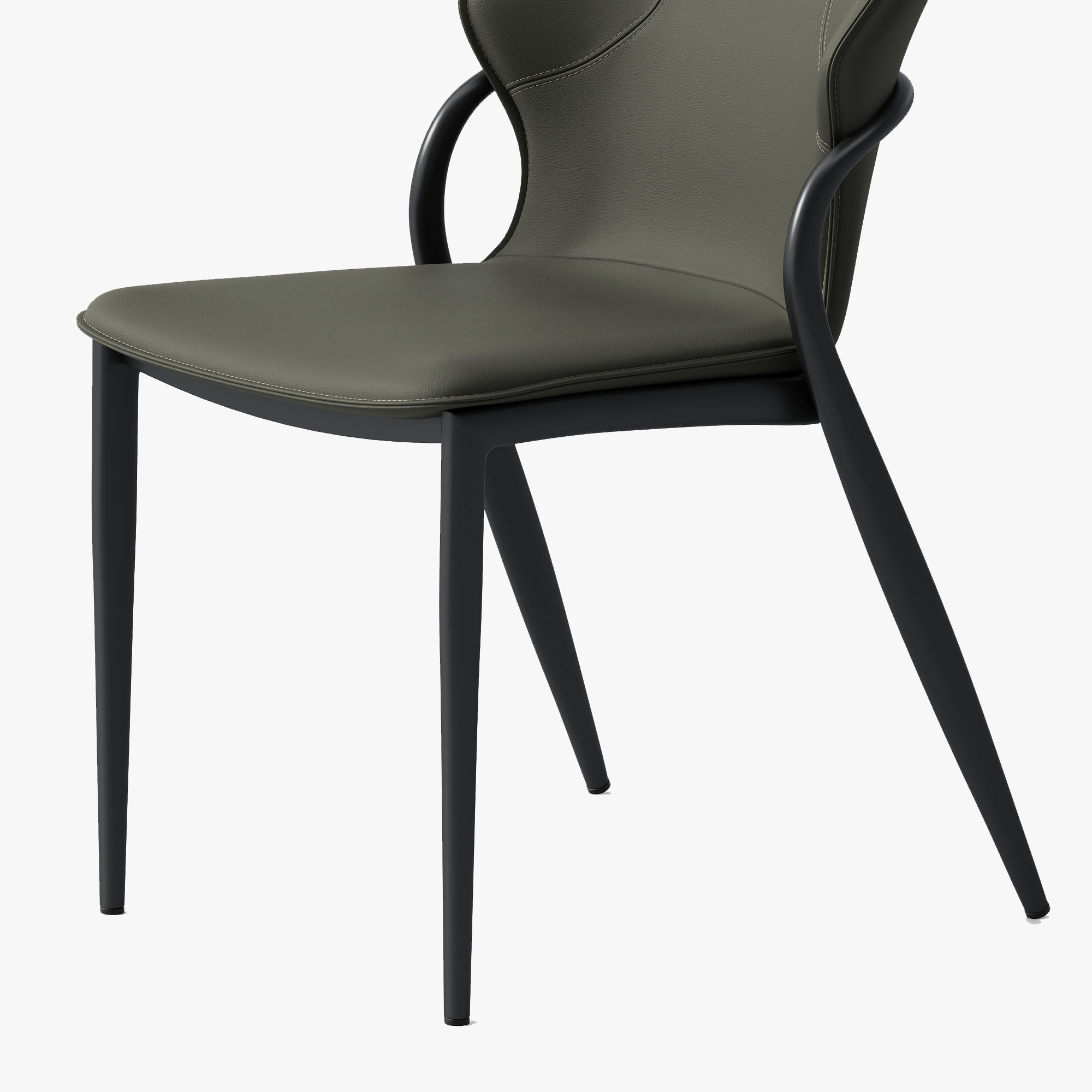 Modern Gray Green PU Leather Dining Chairs