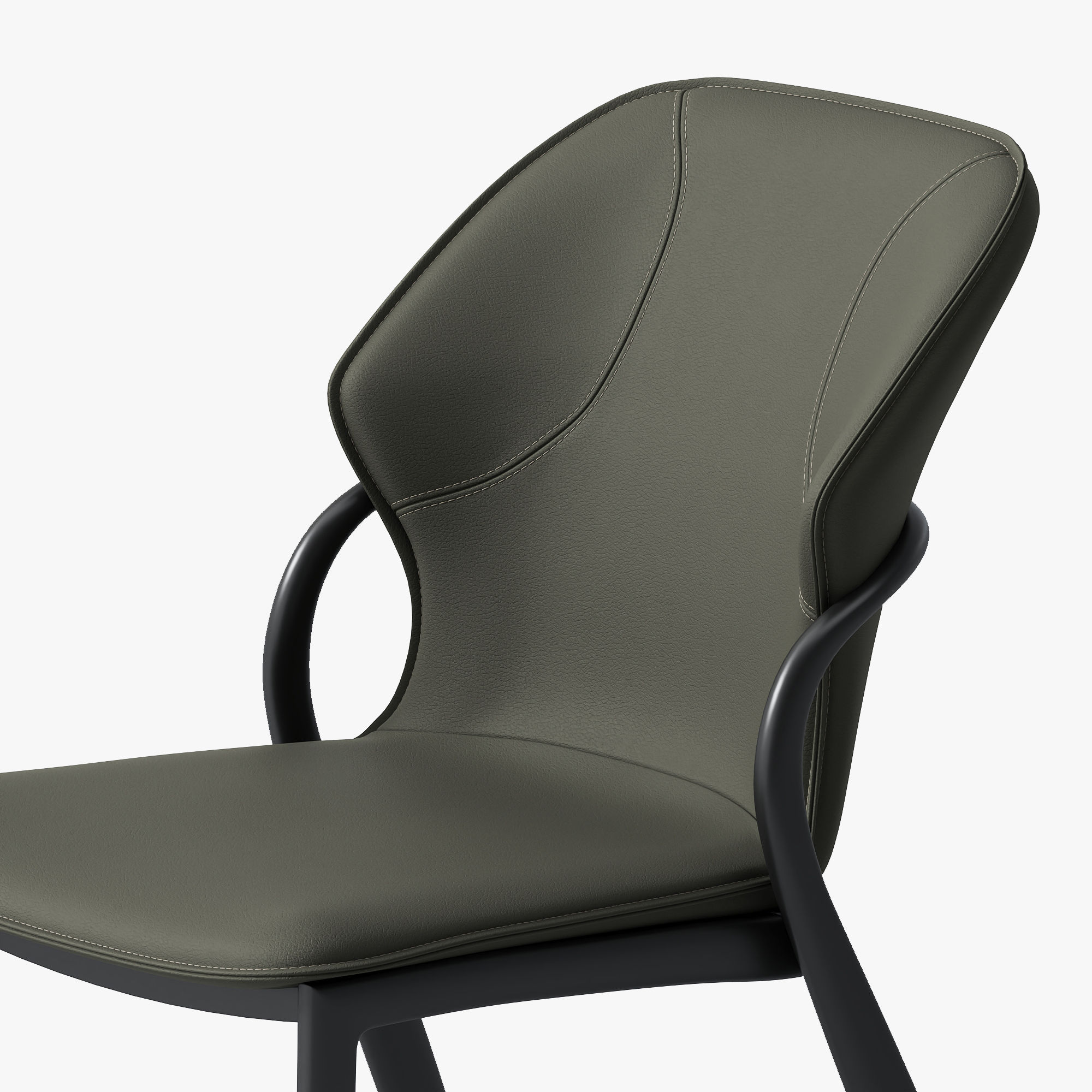 Fully Assemble Gray Green PU Leather Dining Chairs