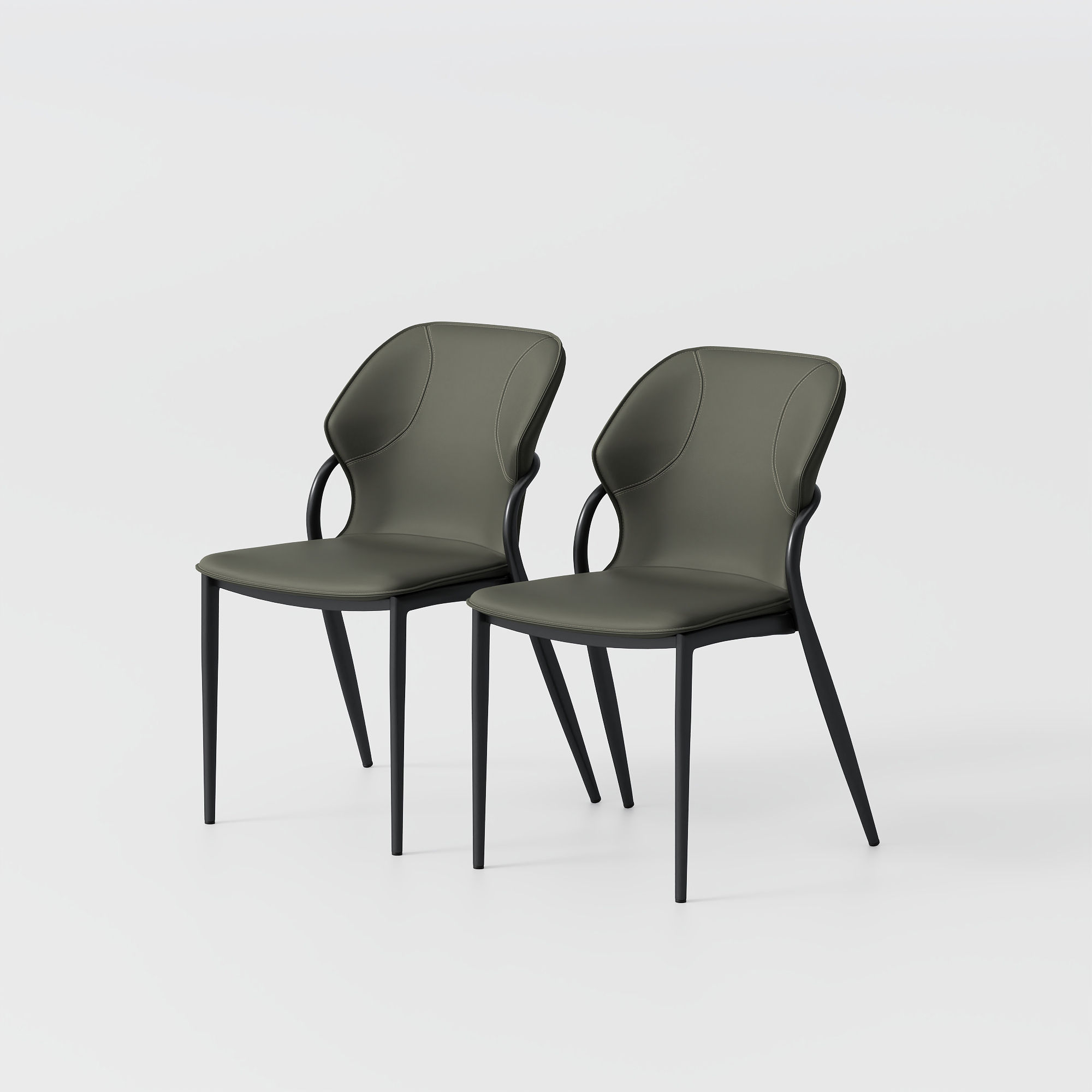Fully Assemble Gray Green PU Leather Dining Chairs