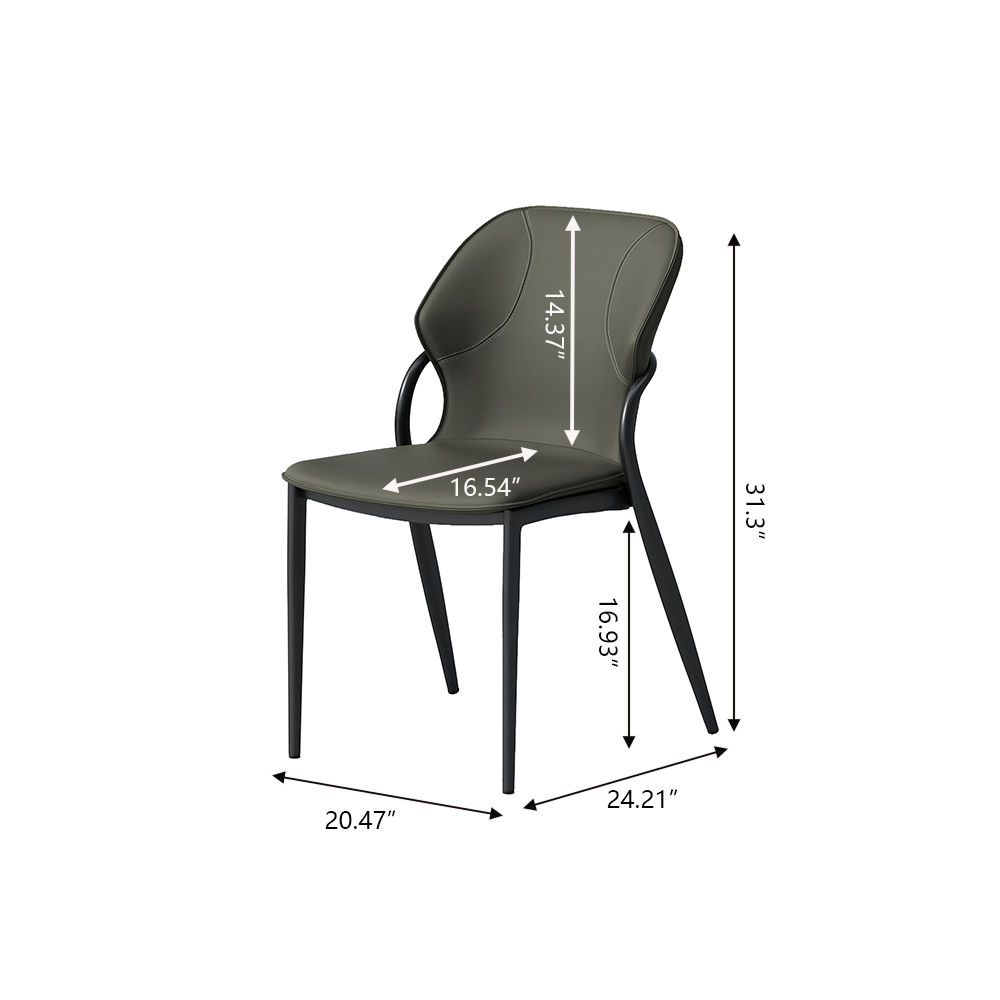 Leather Gray Green PU Leather Dining Chairs
