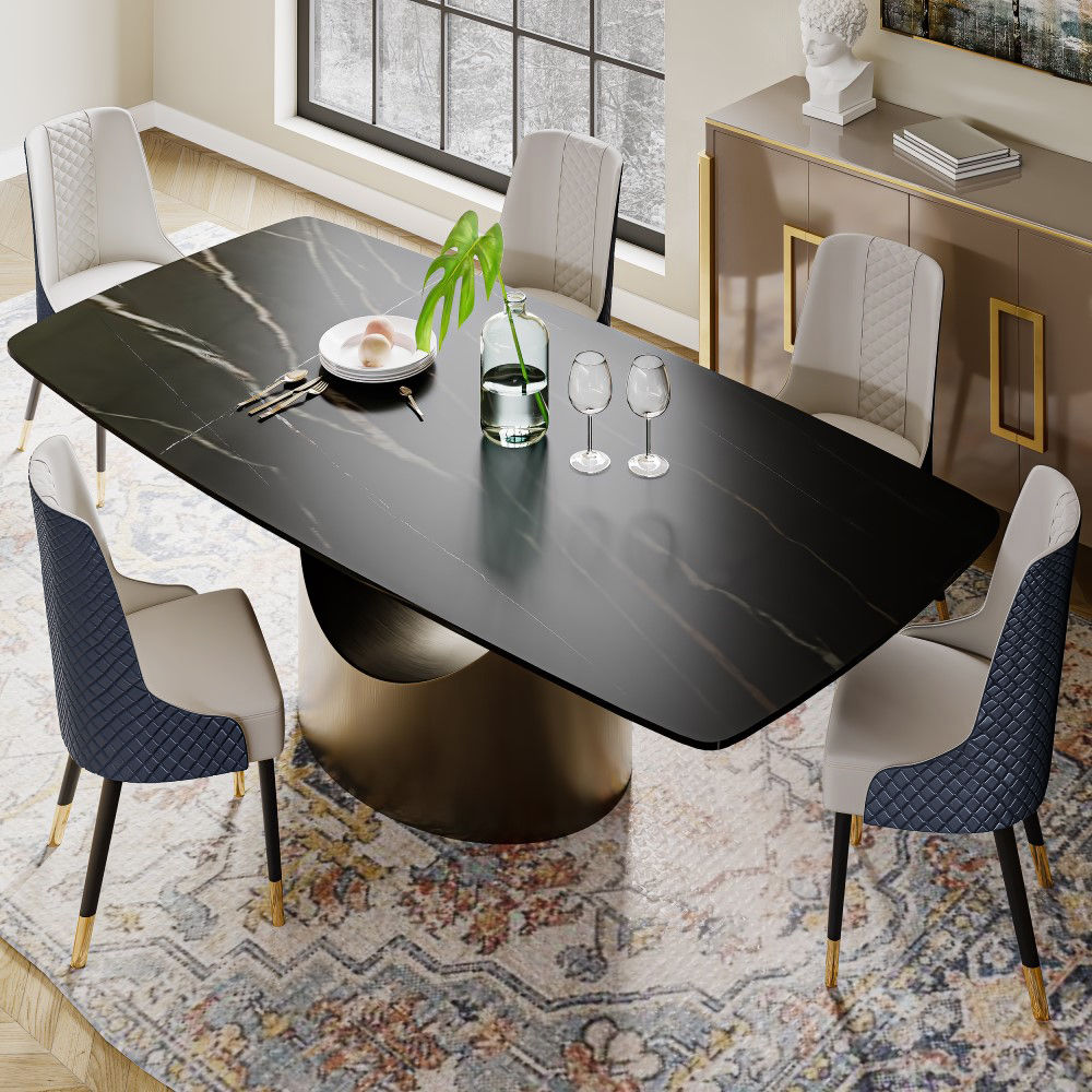 Leather Navy Blue PU Leather Dining Chairs