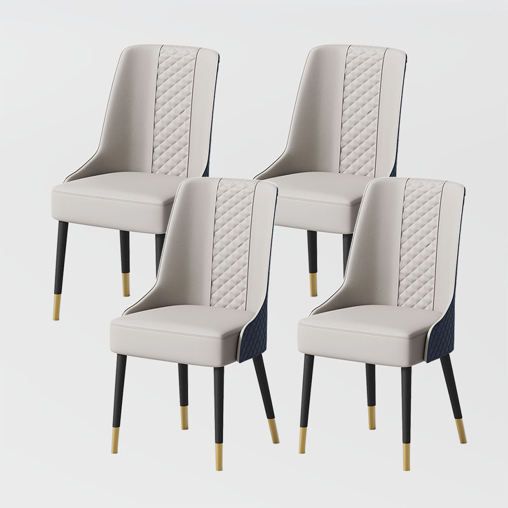 Two-piece Navy Blue PU Leather Dining Chairs