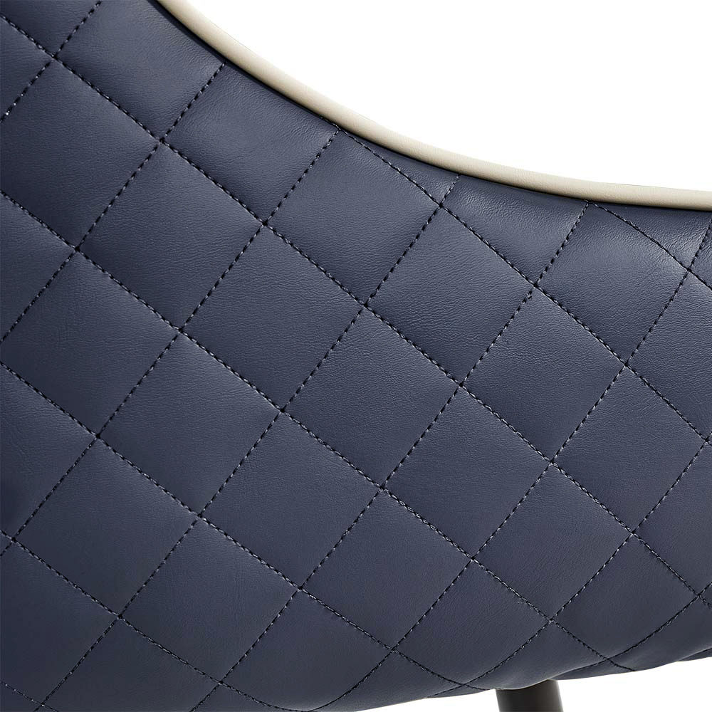 Metal Leg Navy Blue PU Leather Dining Chairs