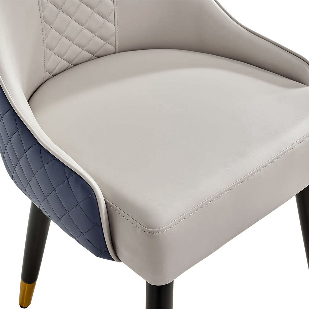 Metal Leg Navy Blue PU Leather Dining Chairs