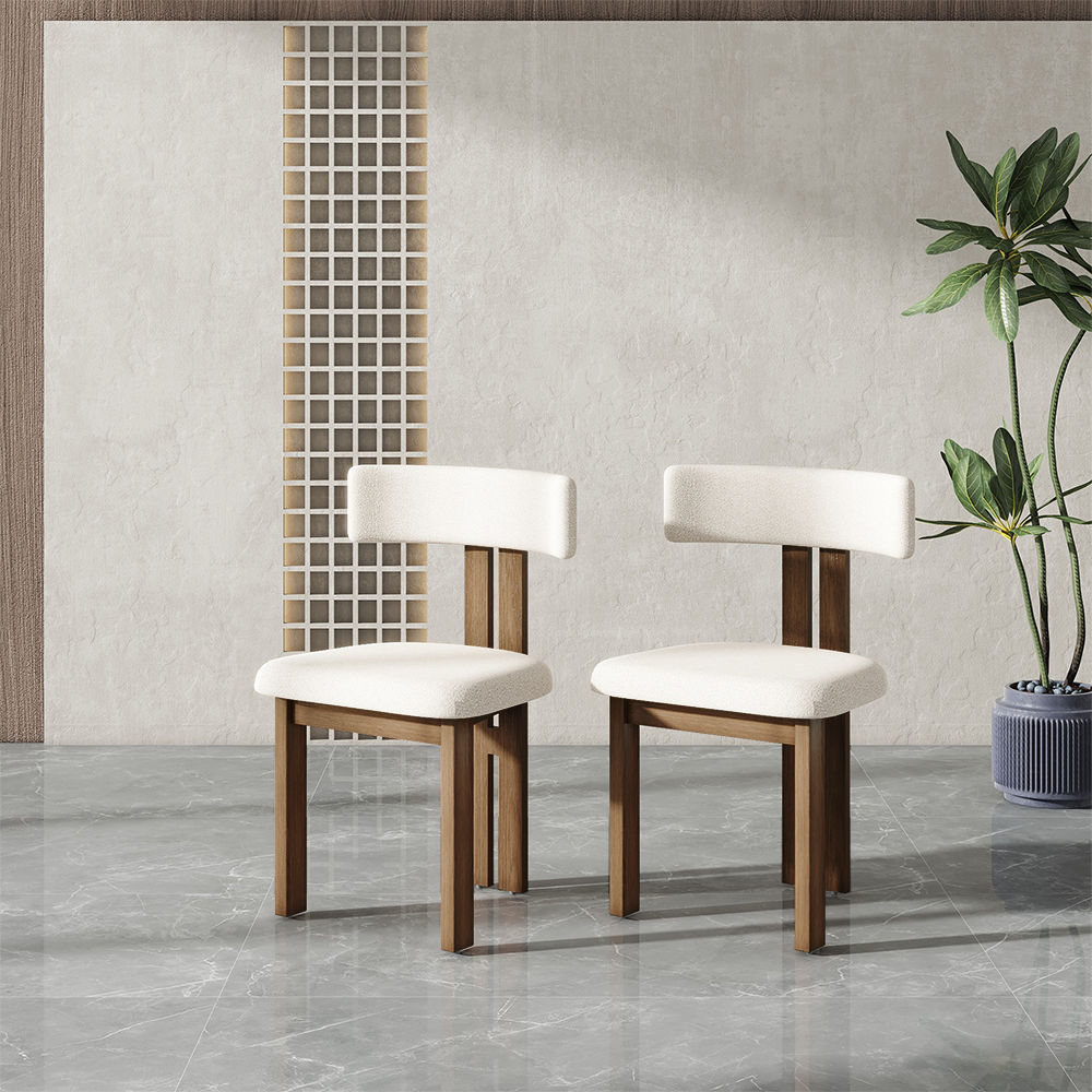 Modern White Lamb Fleece Dining Chairs