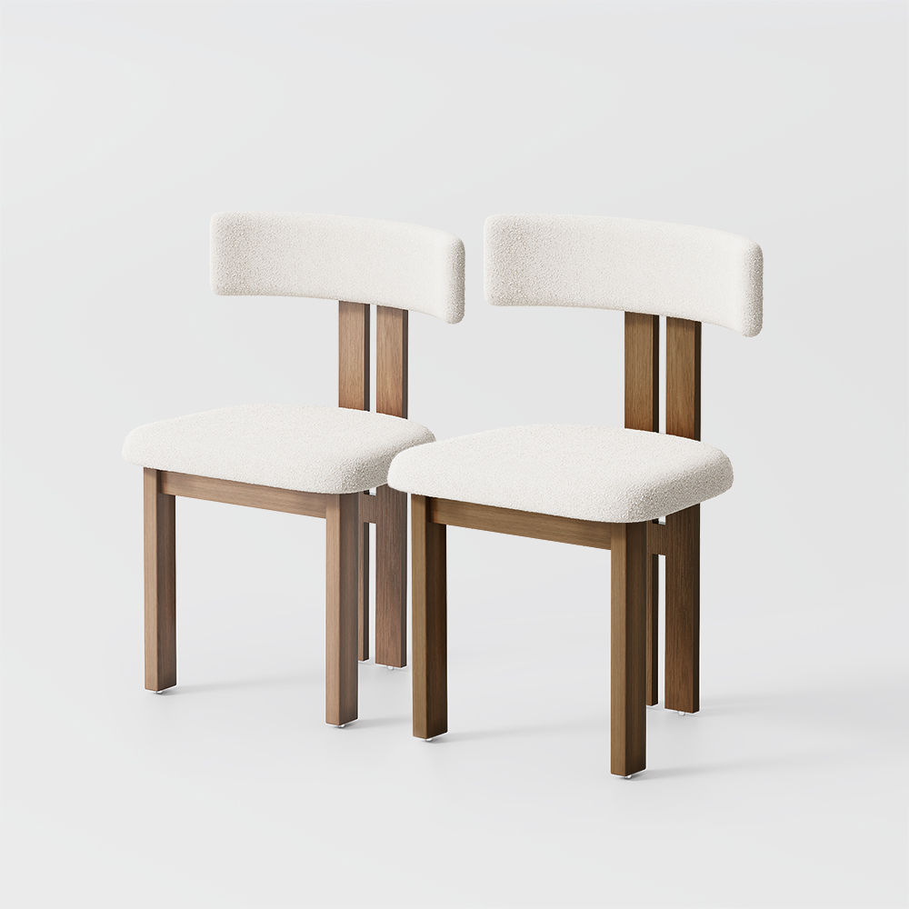 Modern White Lamb Fleece Dining Chairs