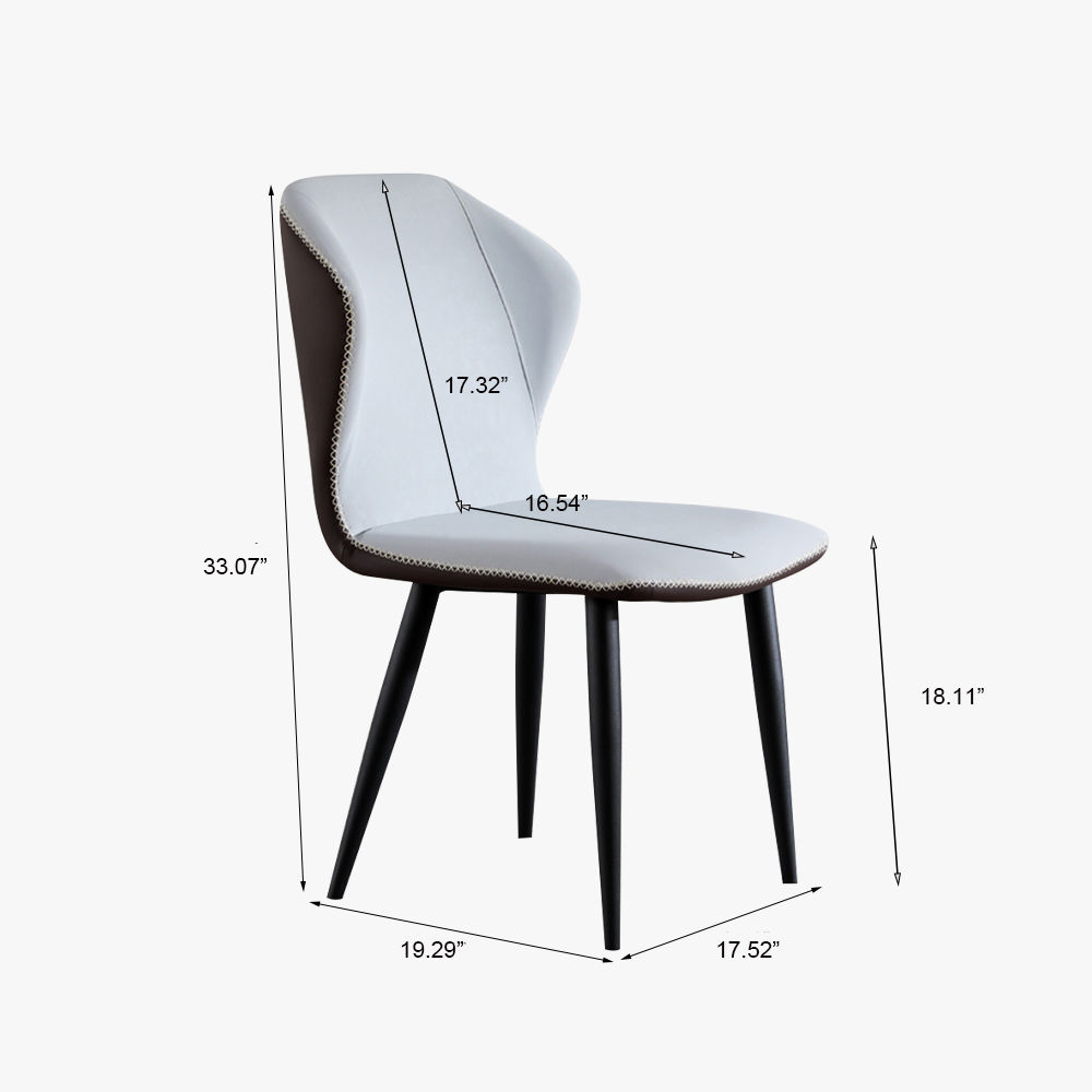 Two-piece Brown PU Leather Dining Chairs