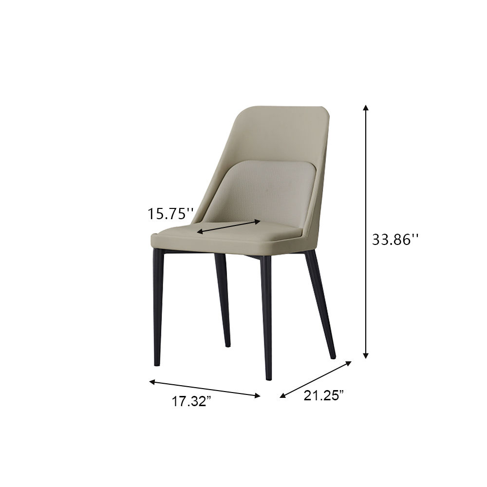 Metal Leg Gray PU Dining Chairs
