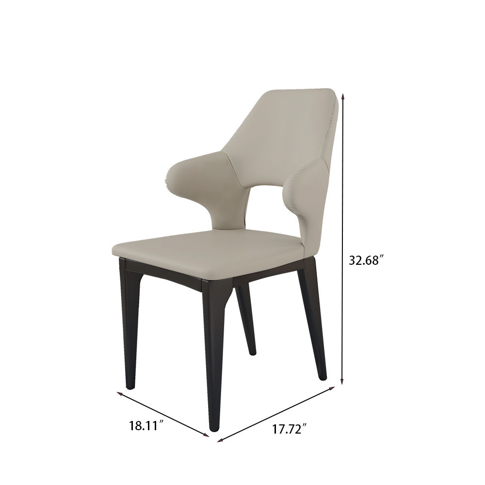 Partly Assemble Light Gray Leather Dining Chairs