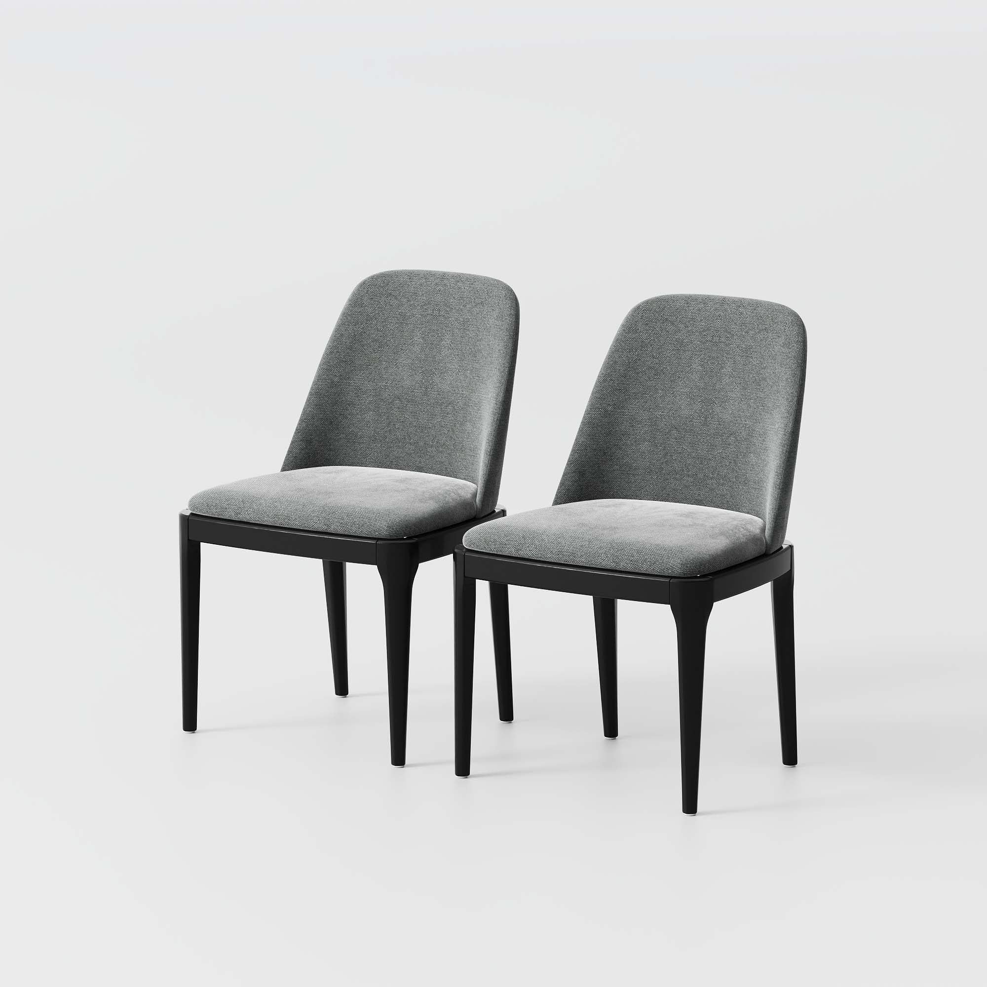 Solid Wood Leg Gray Linen Dining Chairs