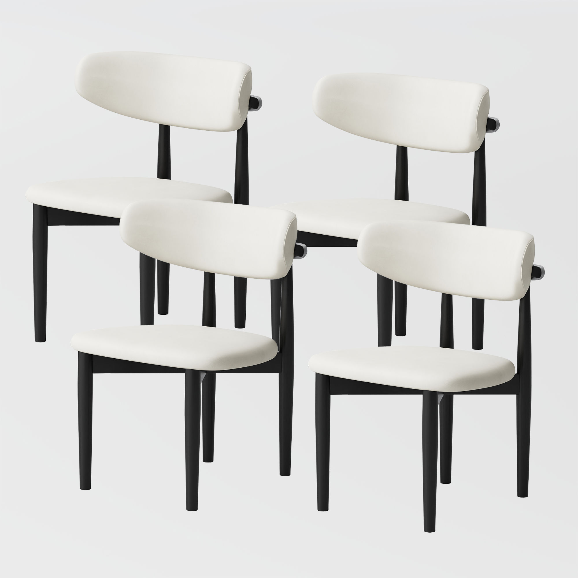White & Black PU Leather Dining Chairs