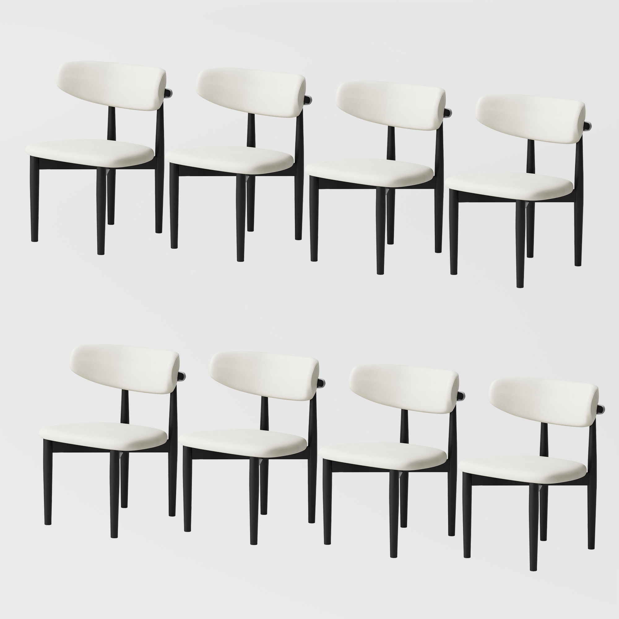 White & Black PU Leather Dining Chairs