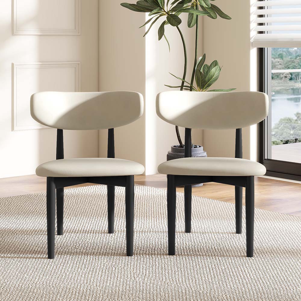 White & Black PU Leather Dining Chairs