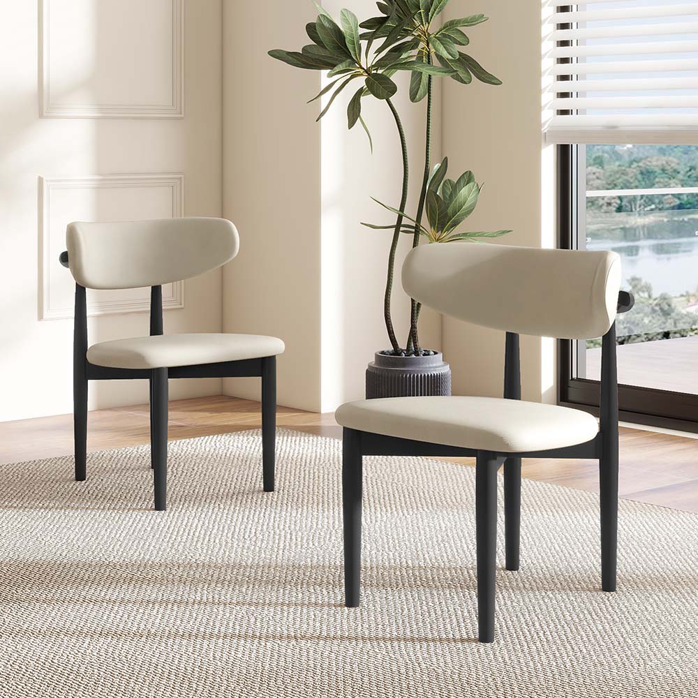 White & Black PU Leather Dining Chairs