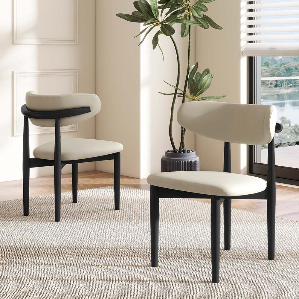 White & Black PU Leather Dining Chairs