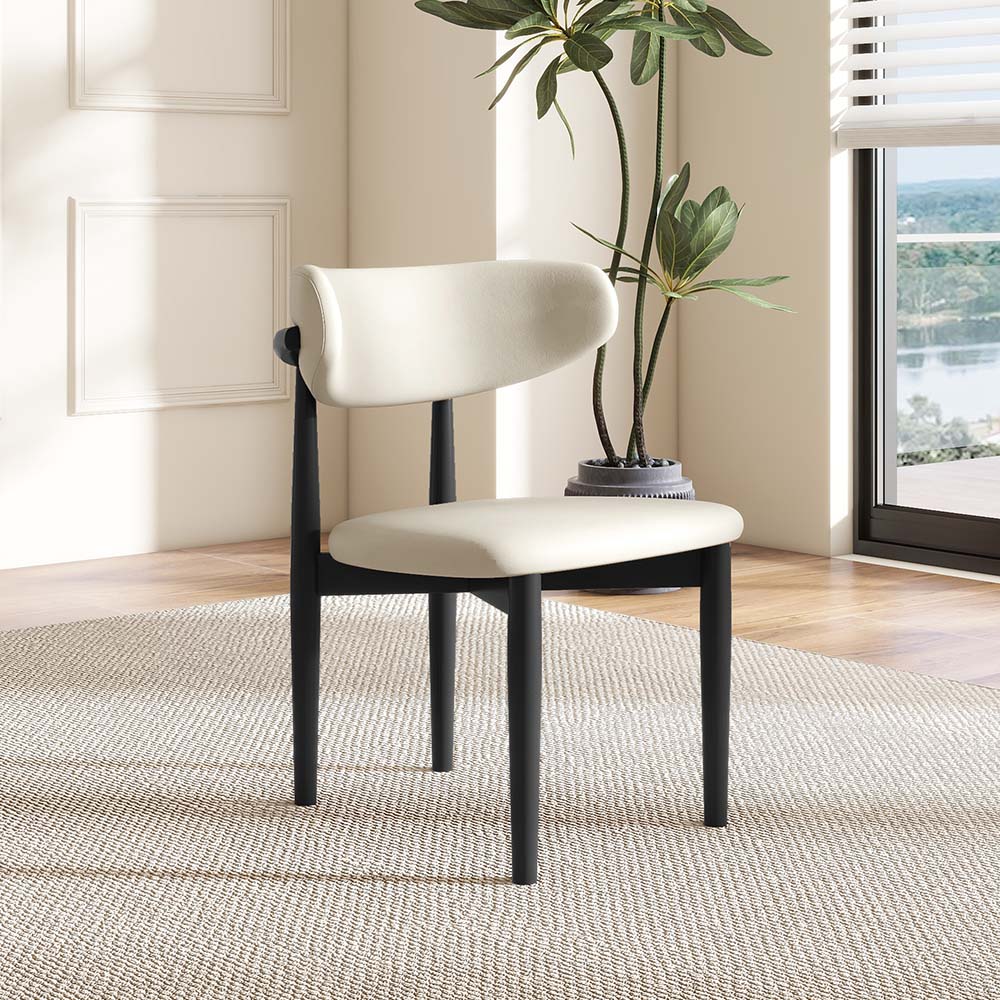White & Black PU Leather Dining Chairs