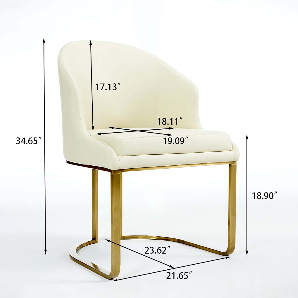 Metal Leg Beige Leather Dining Chairs