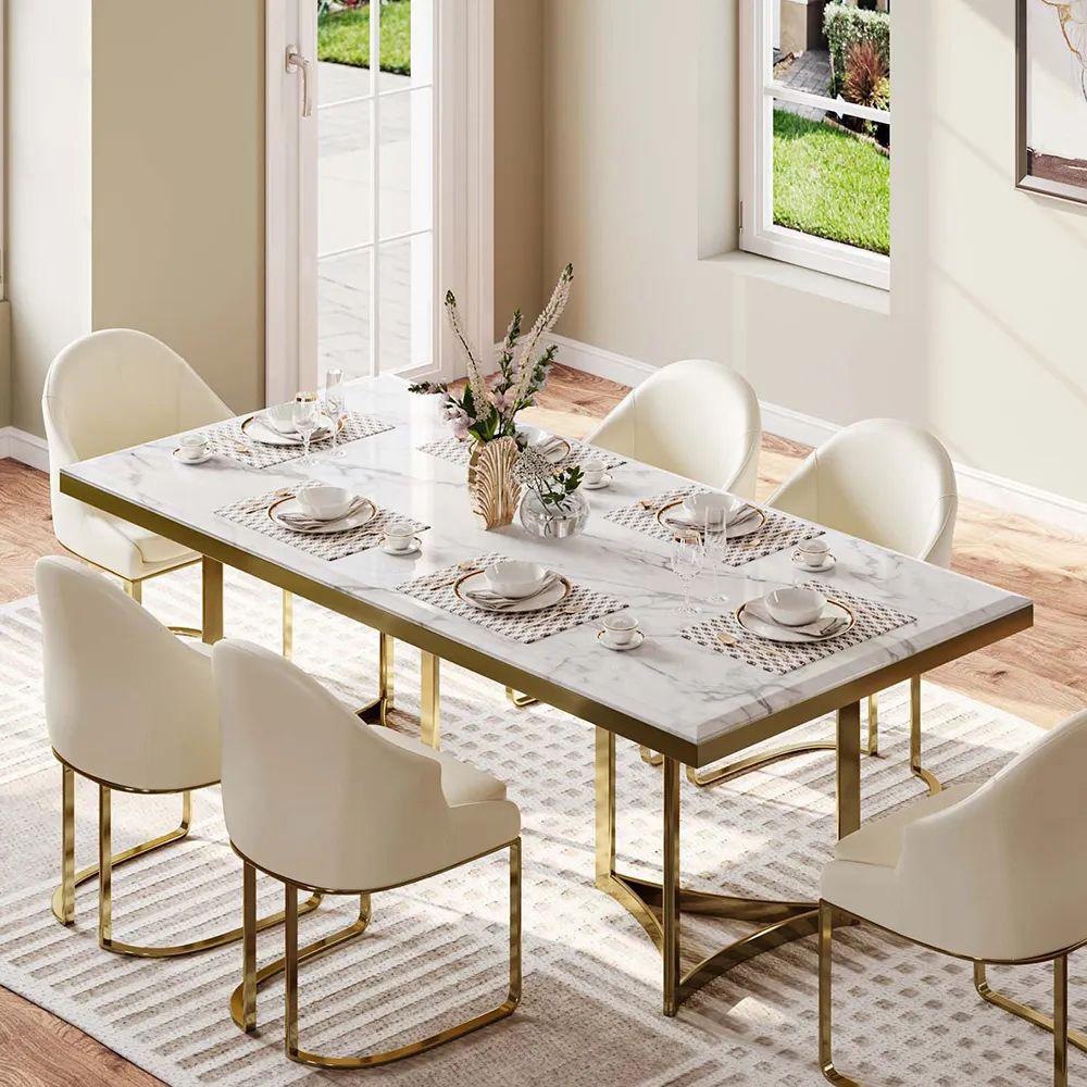 Modern Luxury Beige Leather Dining Chairs