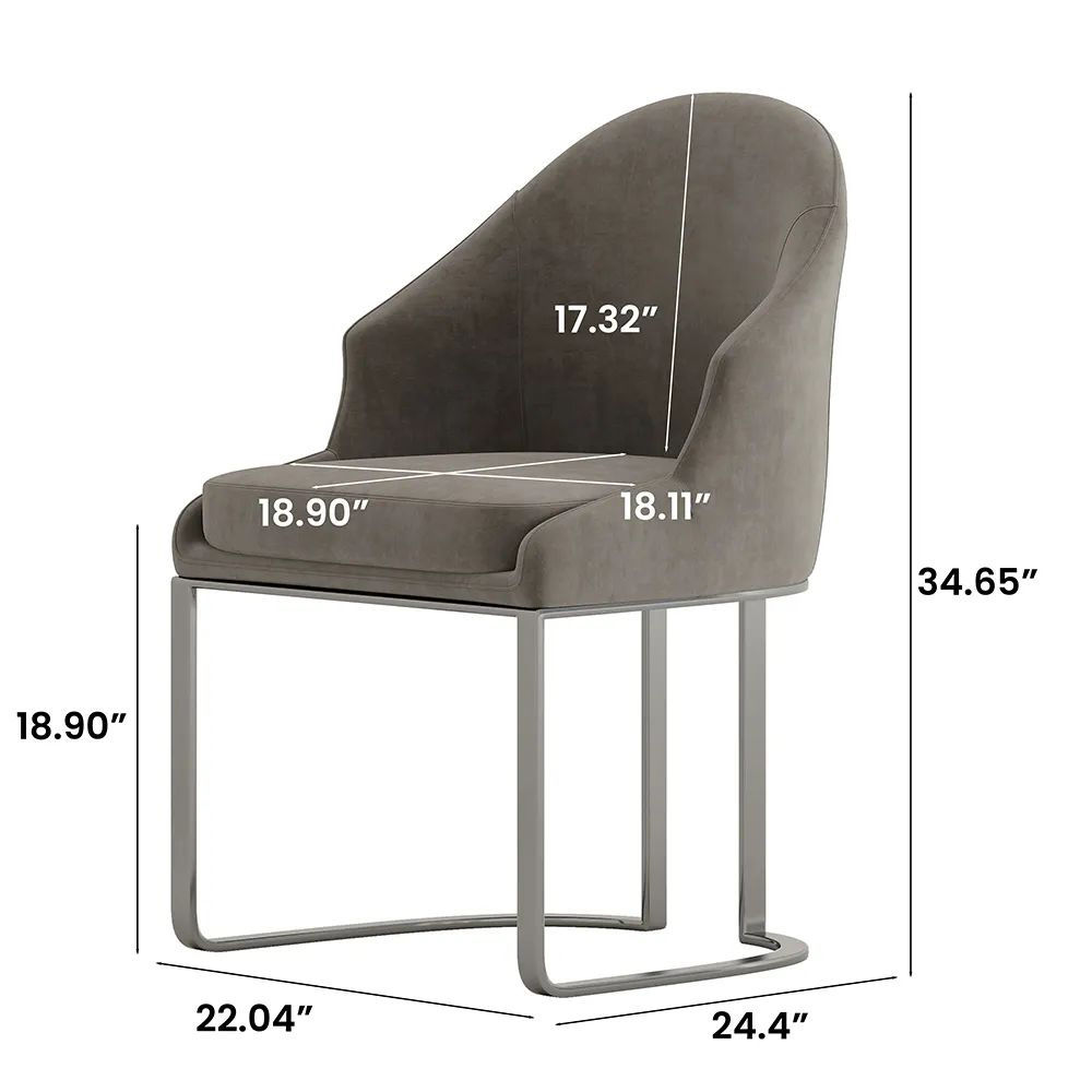Modern Luxury Dark Gray Frosted Flannel Dining Chairs