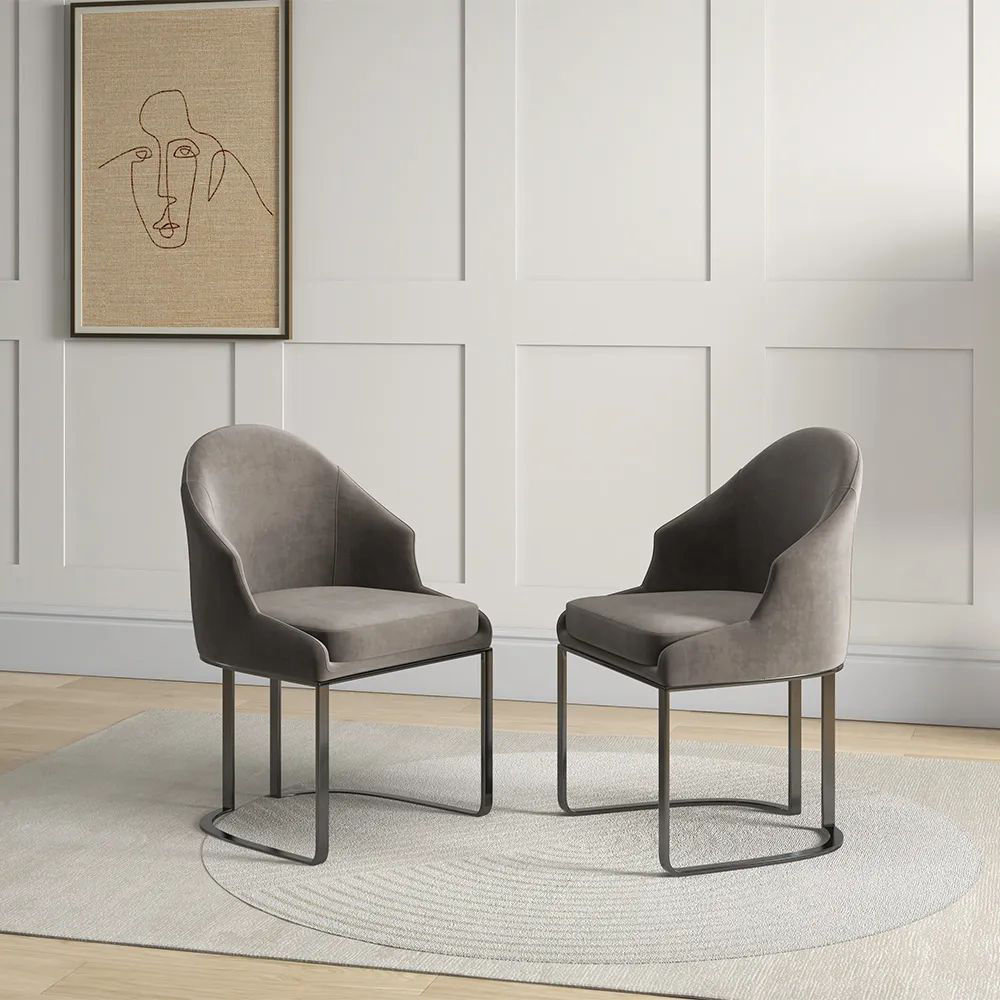 Modern Dark Gray Frosted Flannel Dining Chairs