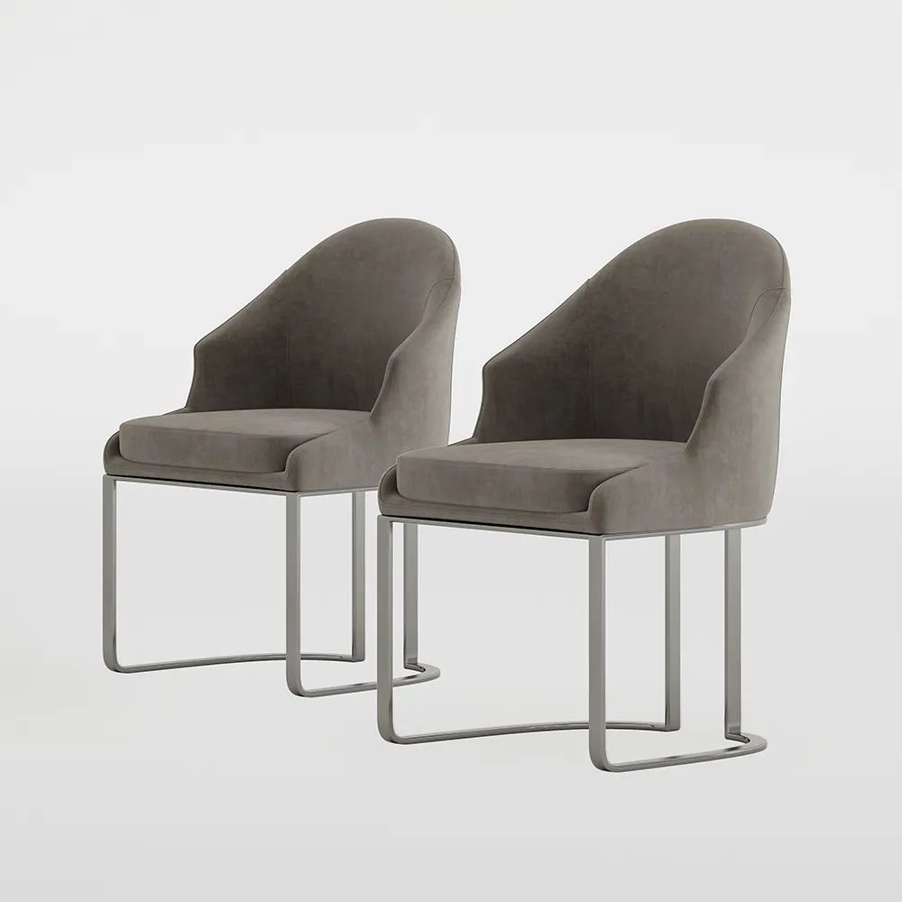 Partly Assemble Dark Gray Frosted Flannel Dining Chairs