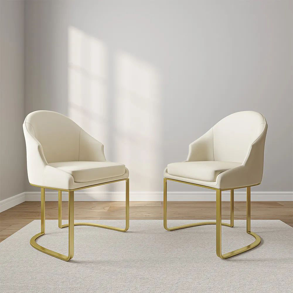 Modern Beige Leather Dining Chairs