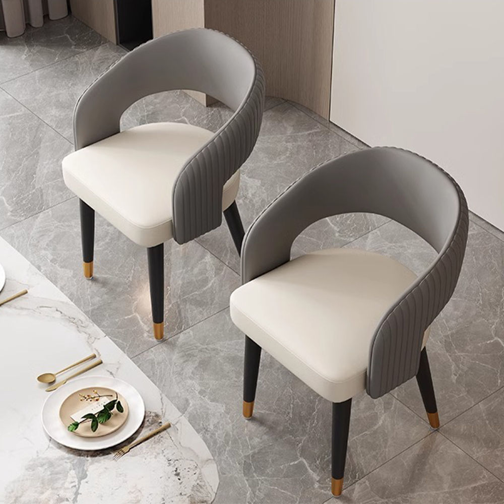 Metal Leg Dark Gray Faux Leather Dining Chairs