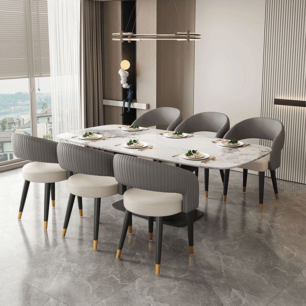 Leather Dark Gray Faux Leather Dining Chairs