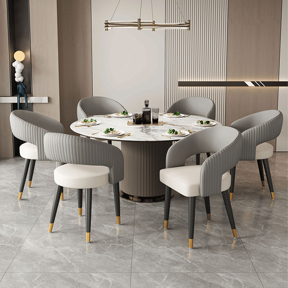 Leather Dark Gray Faux Leather Dining Chairs