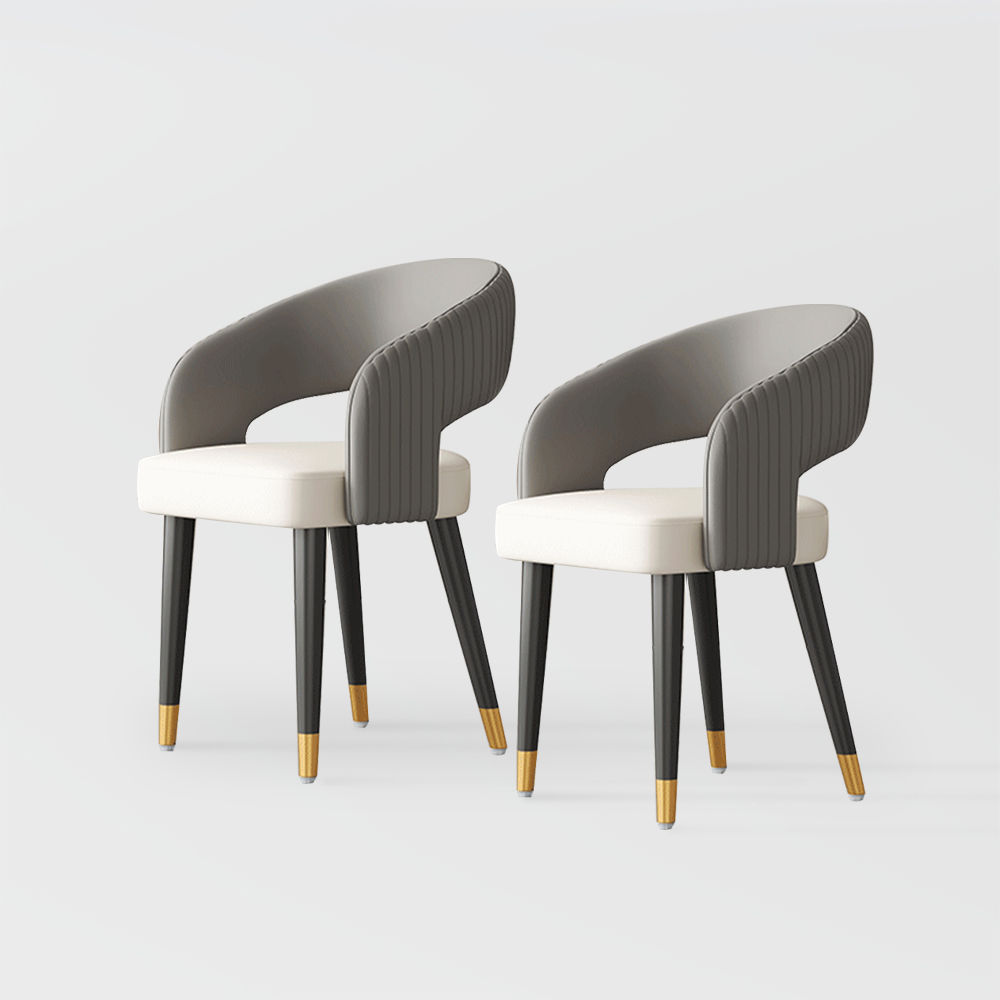 Leather Dark Gray Faux Leather Dining Chairs